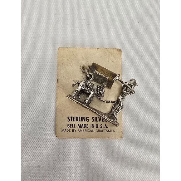 Vintage Bell Sterling Silver State of Michigan Charm Prospector Man with Donkey - Picture 3 of 3